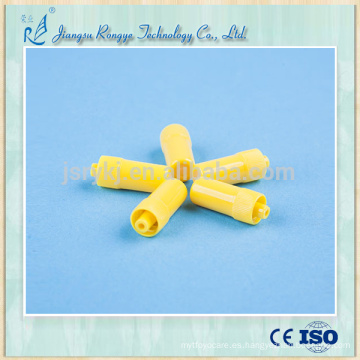 Casquillo Heparin amarillo desechable médico aprobado por CE e ISO